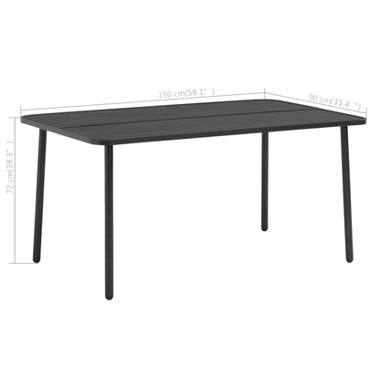 Garden Table Dark Grey 150x90x72 cm Steel