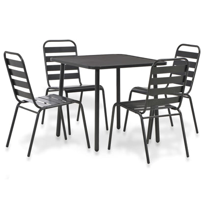 Steel Dining Set | Dark grey | E-coated steel, powder-coated steel