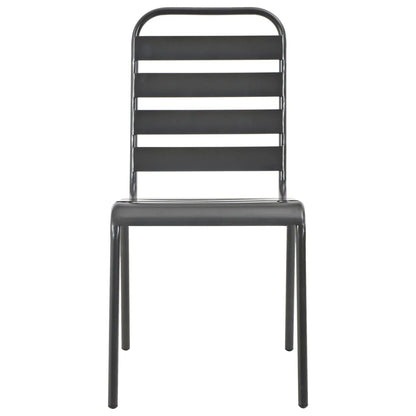Steel Dining Set | Dark grey | E-coated steel, powder-coated steel