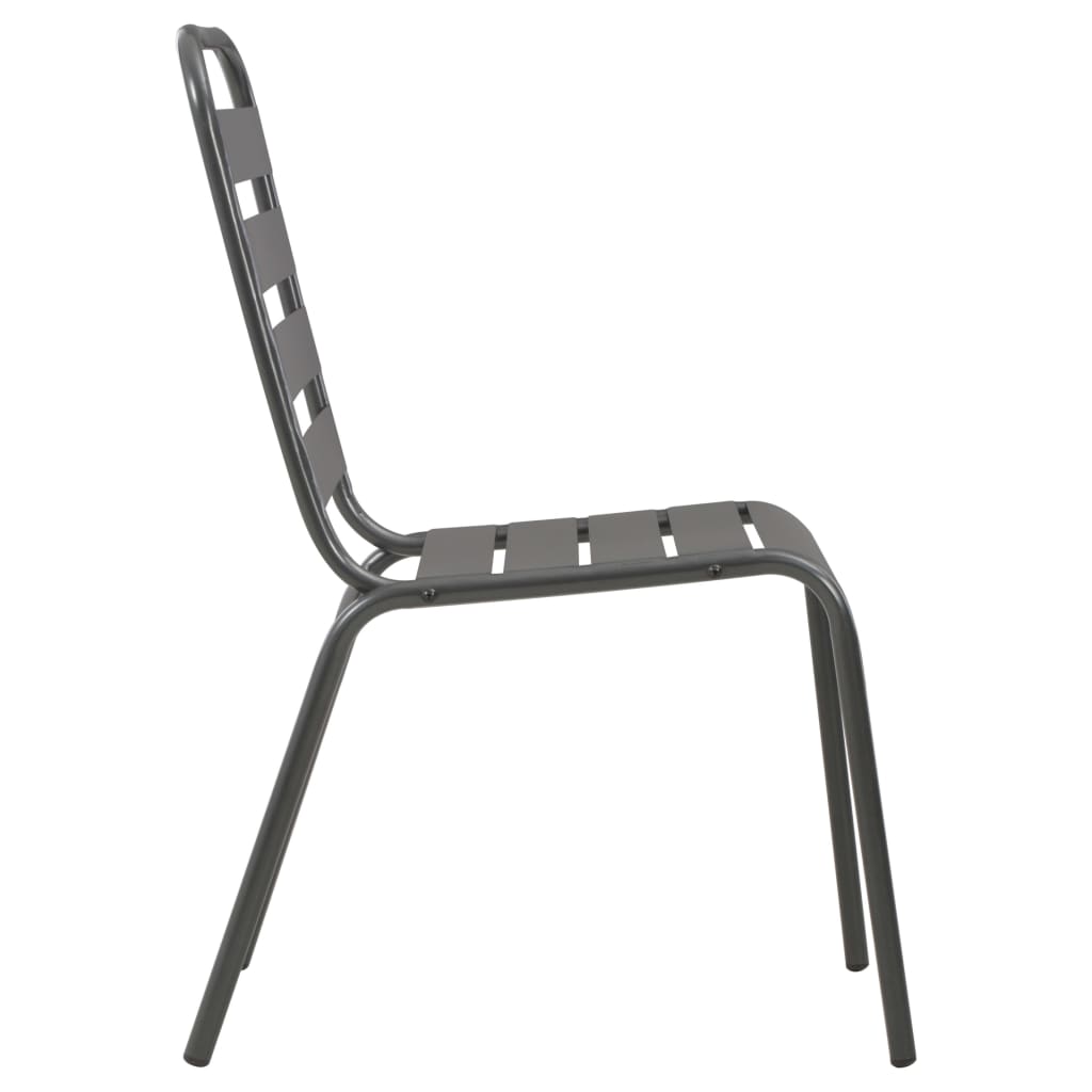 Steel Dining Set | Dark grey | E-coated steel, powder-coated steel