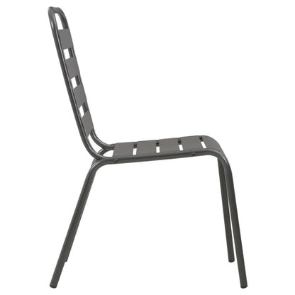 Steel Dining Set | Dark grey | E-coated steel, powder-coated steel