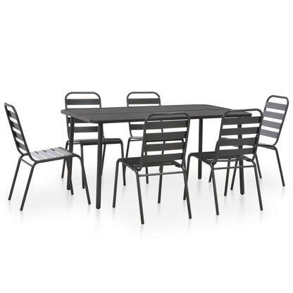 Steel Dining Set | Dark grey | E-coated and powder-coated steel