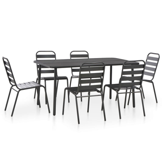 Steel Dining Set | Dark grey | E-coated and powder-coated steel