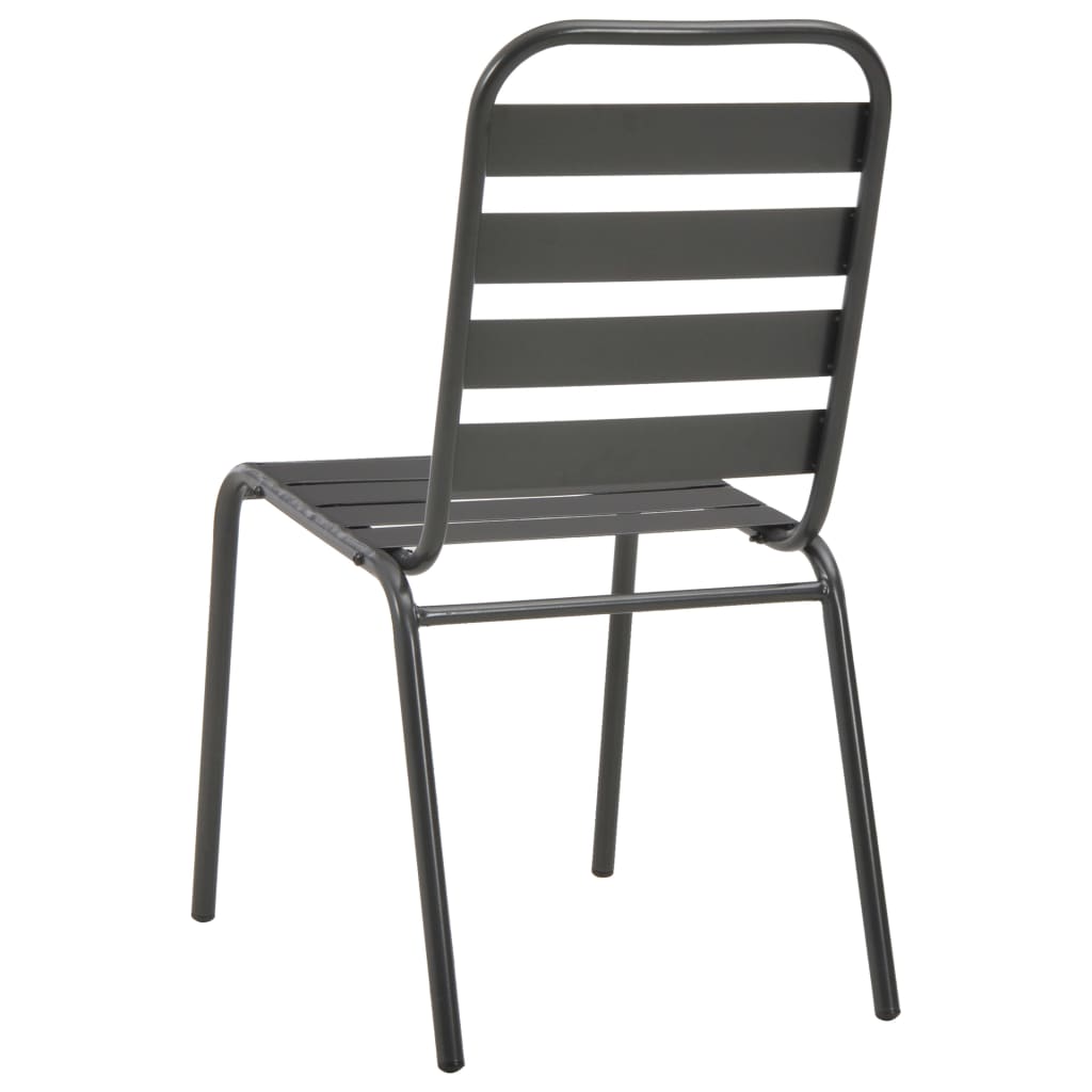 Steel Dining Set | Dark grey | E-coated and powder-coated steel