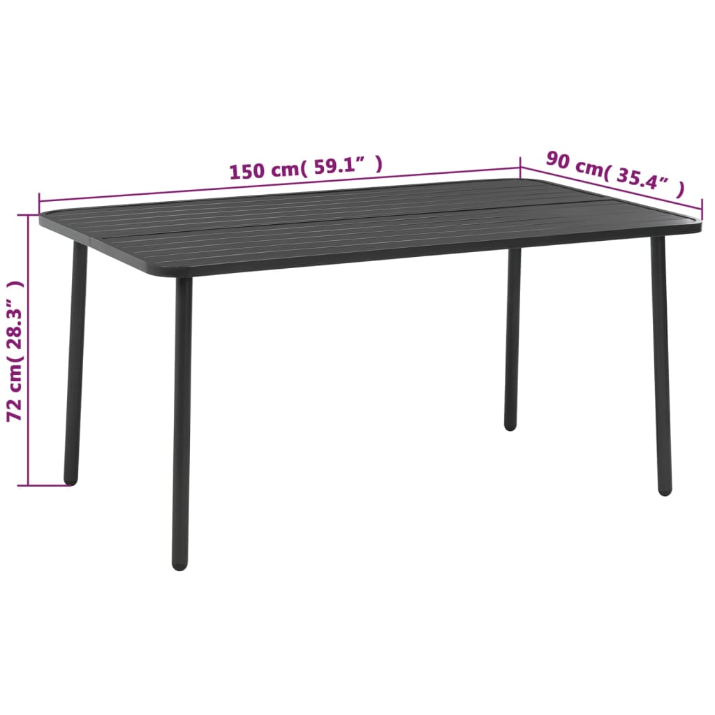 Steel Dining Set | Dark grey | E-coated and powder-coated steel