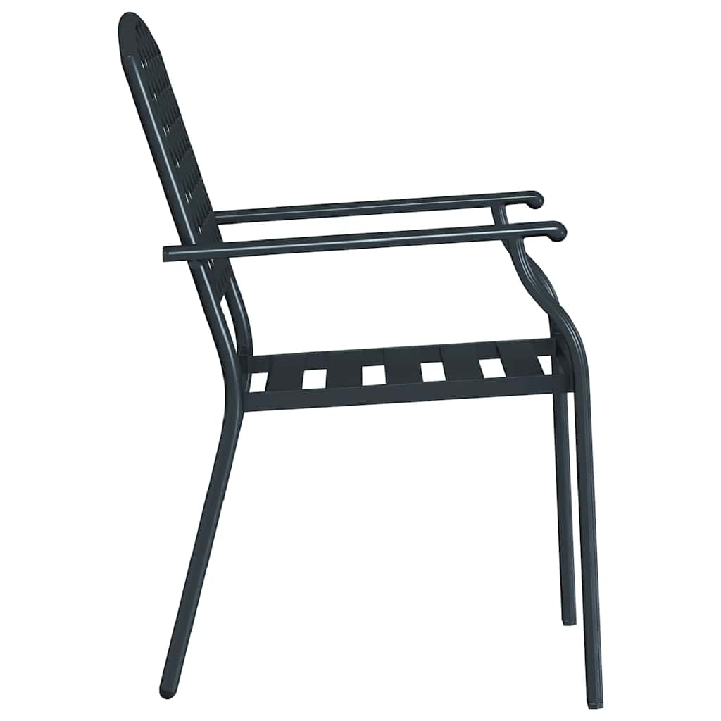 44265 vidaXL Stackable Outdoor Chairs 2 pcs Steel Anthracite