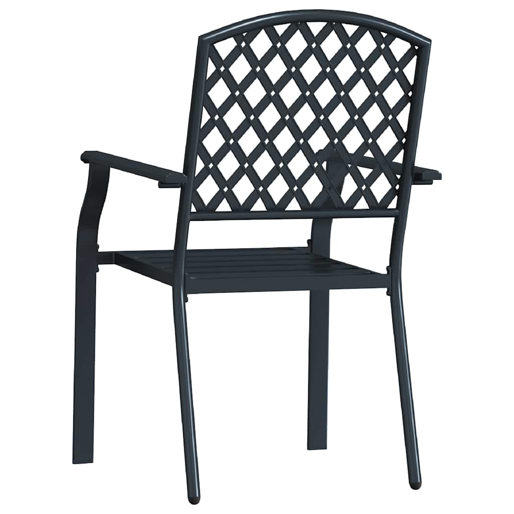 44265 vidaXL Stackable Outdoor Chairs 2 pcs Steel Anthracite