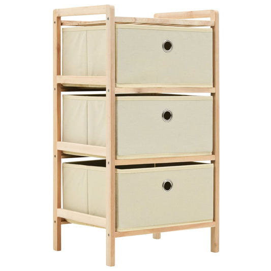 Storage Rack with 3 Nonwoven Baskets Cedar Wood Beige