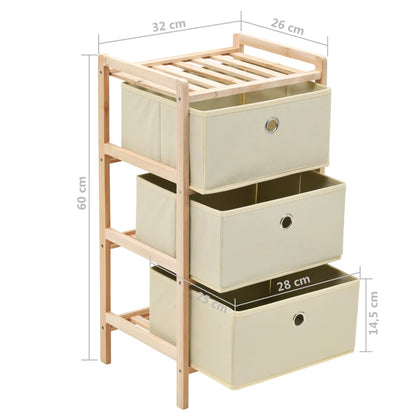 Storage Rack with 3 Nonwoven Baskets Cedar Wood Beige