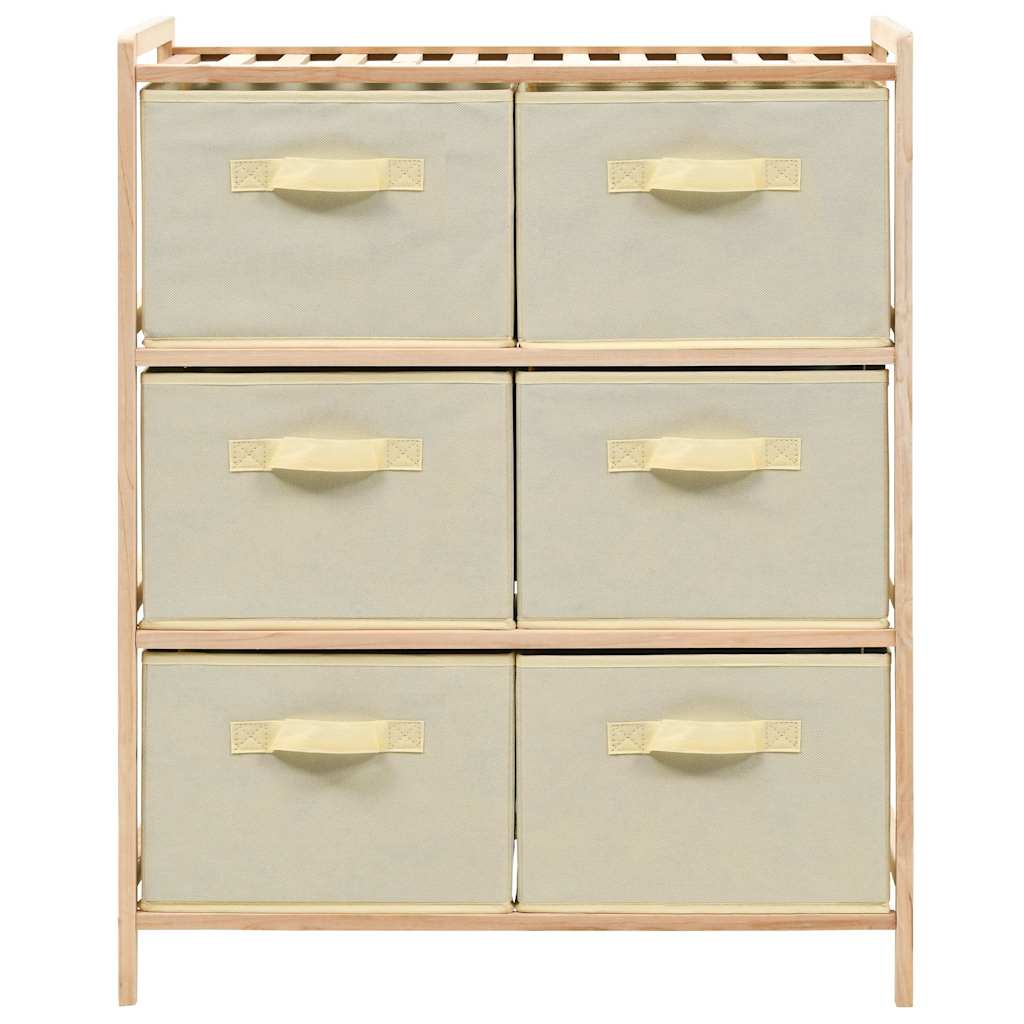 246439 vidaXL Storage Rack with 6 Fabric Baskets Cedar Wood Beige