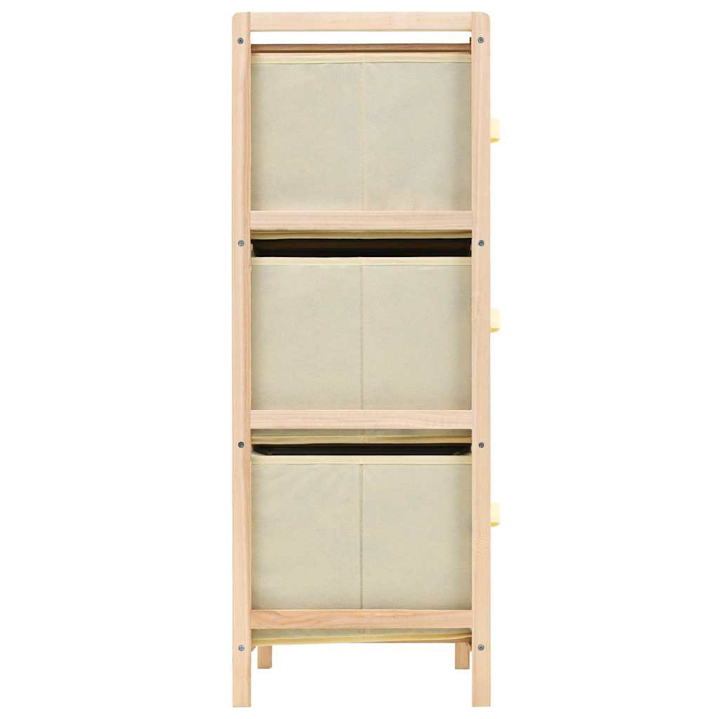 246439 vidaXL Storage Rack with 6 Fabric Baskets Cedar Wood Beige
