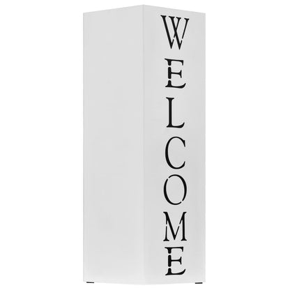 Umbrella Stand Welcome Steel White