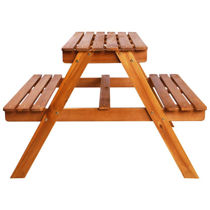 43990 vidaXL Kids Picnic Table with Parasol 79x90x60 cm Solid Acacia Wood