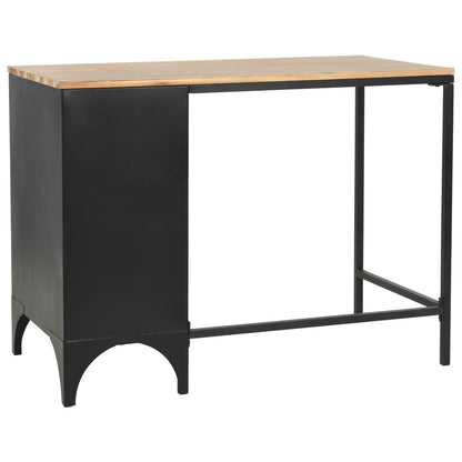 Single Pedestal Desk Solid Firwood and Steel 100x50x76 cm