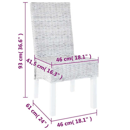 Dining Chairs 2 pcs Light Brown Kubu Rattan and Mahogany Wood