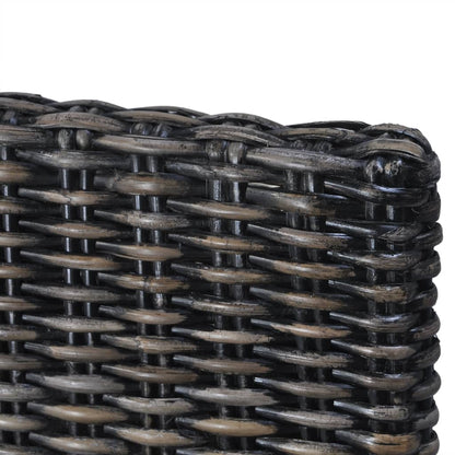 Dining Chairs 2 pcs Black Kubu Rattan and Mahogany Wood