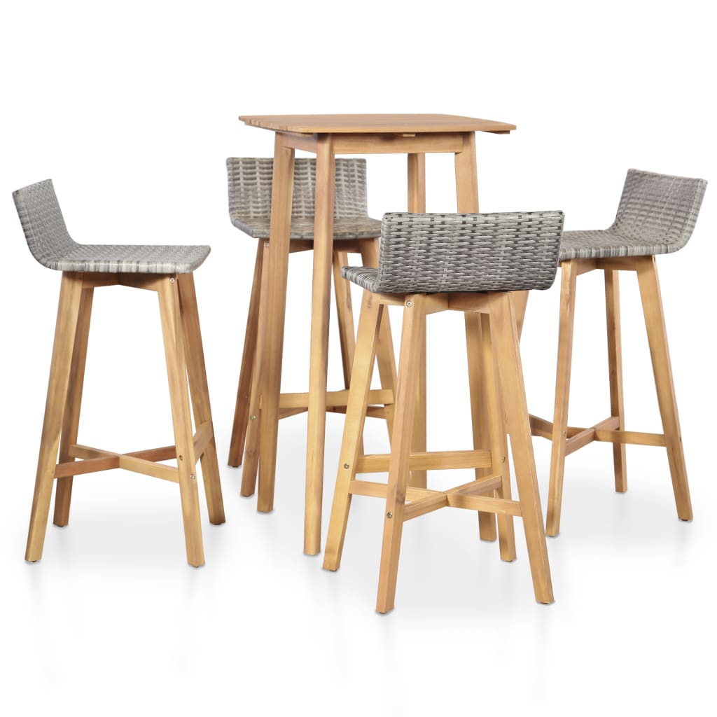 Bar Set | Brown | Solid Acacia Wood | Large | Durable | Bar Set | Square