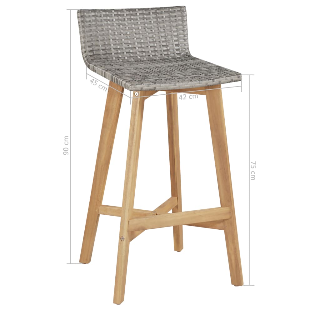 Bar Set | Brown | Solid Acacia Wood | Large | Durable | Bar Set | Square