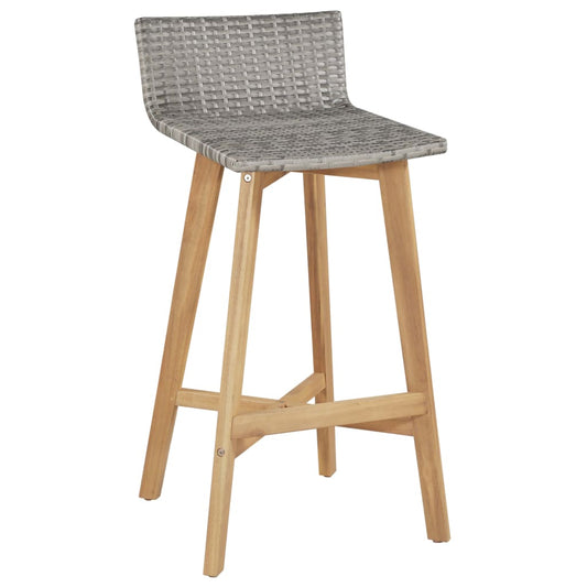 Bar Chair | Set of 2 | Brown | Solid acacia wood | Standard | Footrest