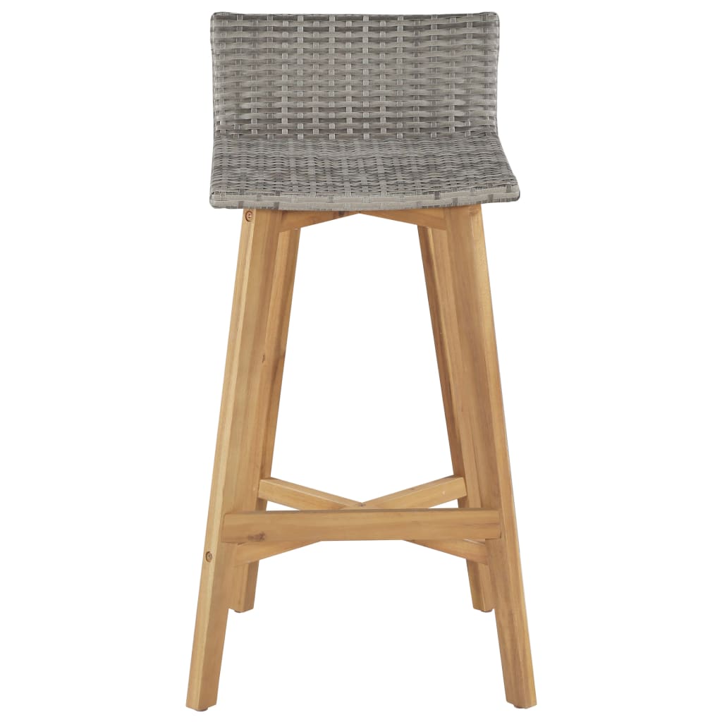 Bar Chair | Set of 2 | Brown | Solid acacia wood | Standard | Footrest