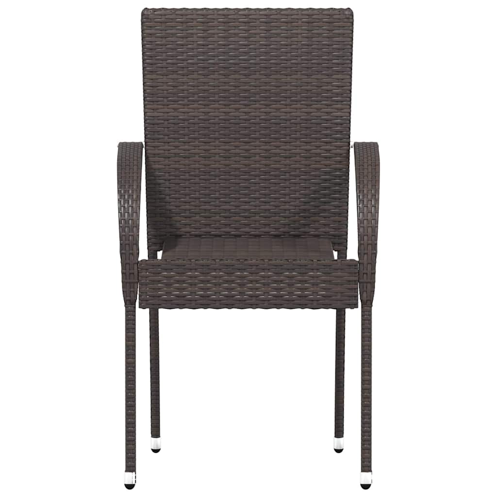 Dining Chair | Set of 2 | Brown | Poly Rattan | Standard | Stackable
