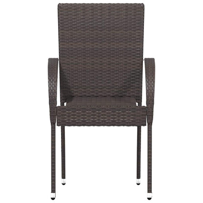 Dining Chair | Set of 2 | Brown | Poly Rattan | Standard | Stackable