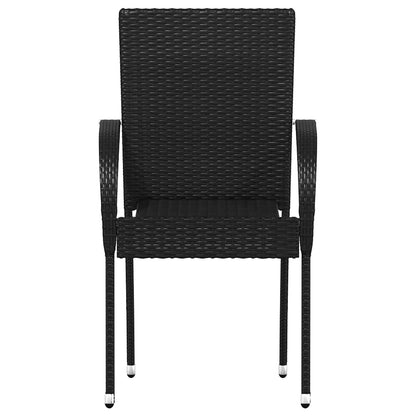 Dining Chair | Set of 2 | Black | PE rattan and powder-coated steel