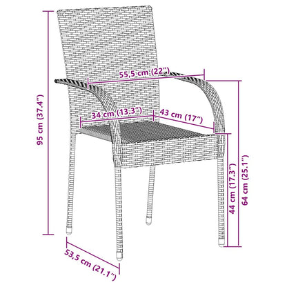 Stackable Outdoor Chairs 2 pcs Poly Rattan Black