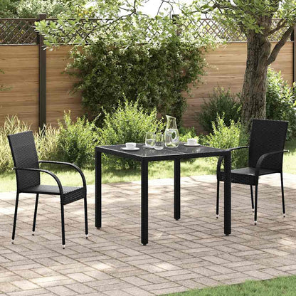 Dining Chair | Set of 2 | Black | PE rattan and powder-coated steel