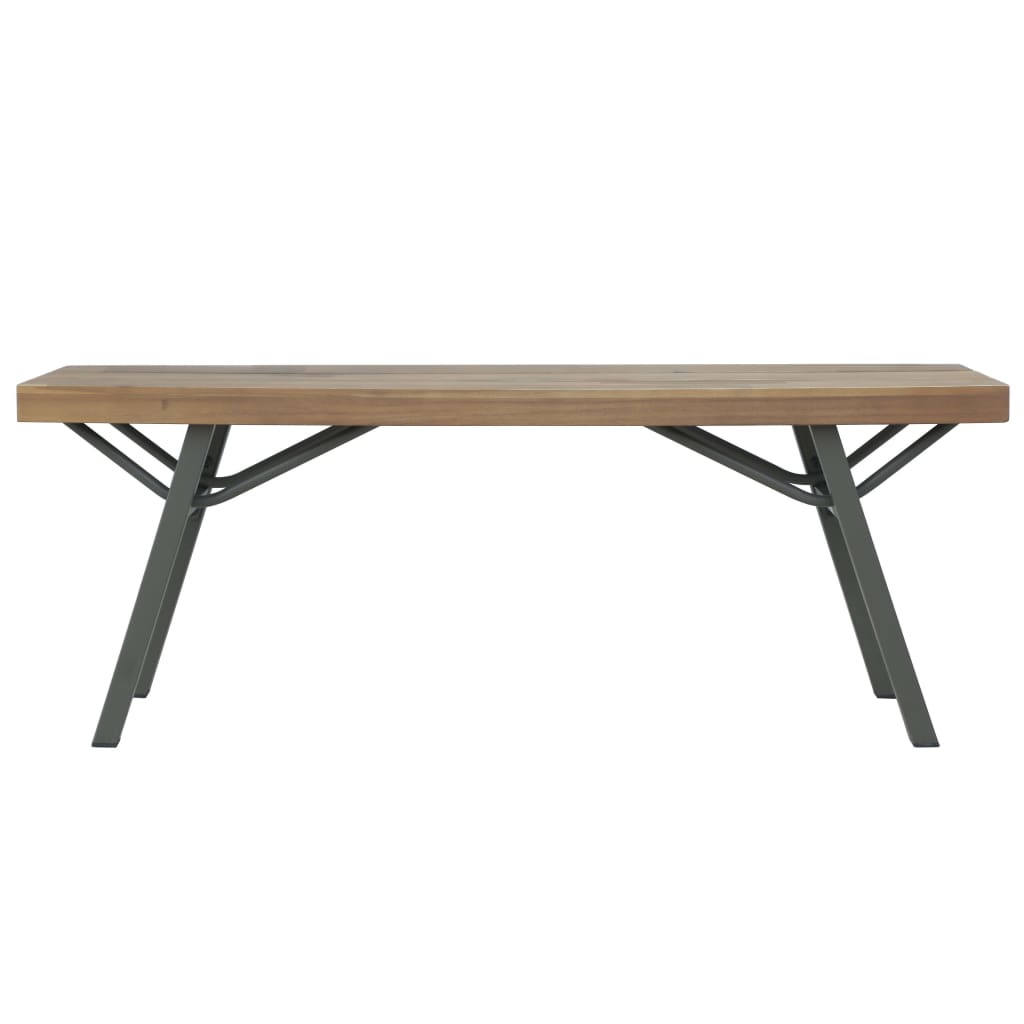 Garden Bench | Brown and Grey | Solid Acacia wood and Steel | 120 cm