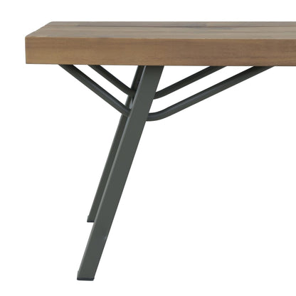 Garden Bench | Brown and Grey | Solid Acacia wood and Steel | 120 cm
