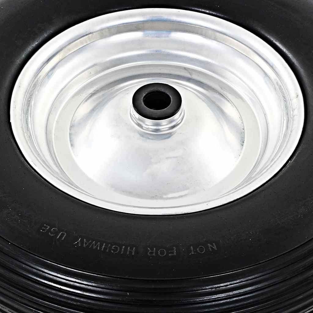 142979 vidaXL Wheelbarrow Wheels 2 pcs with Axles Solid PU 4.00-8 390 mm