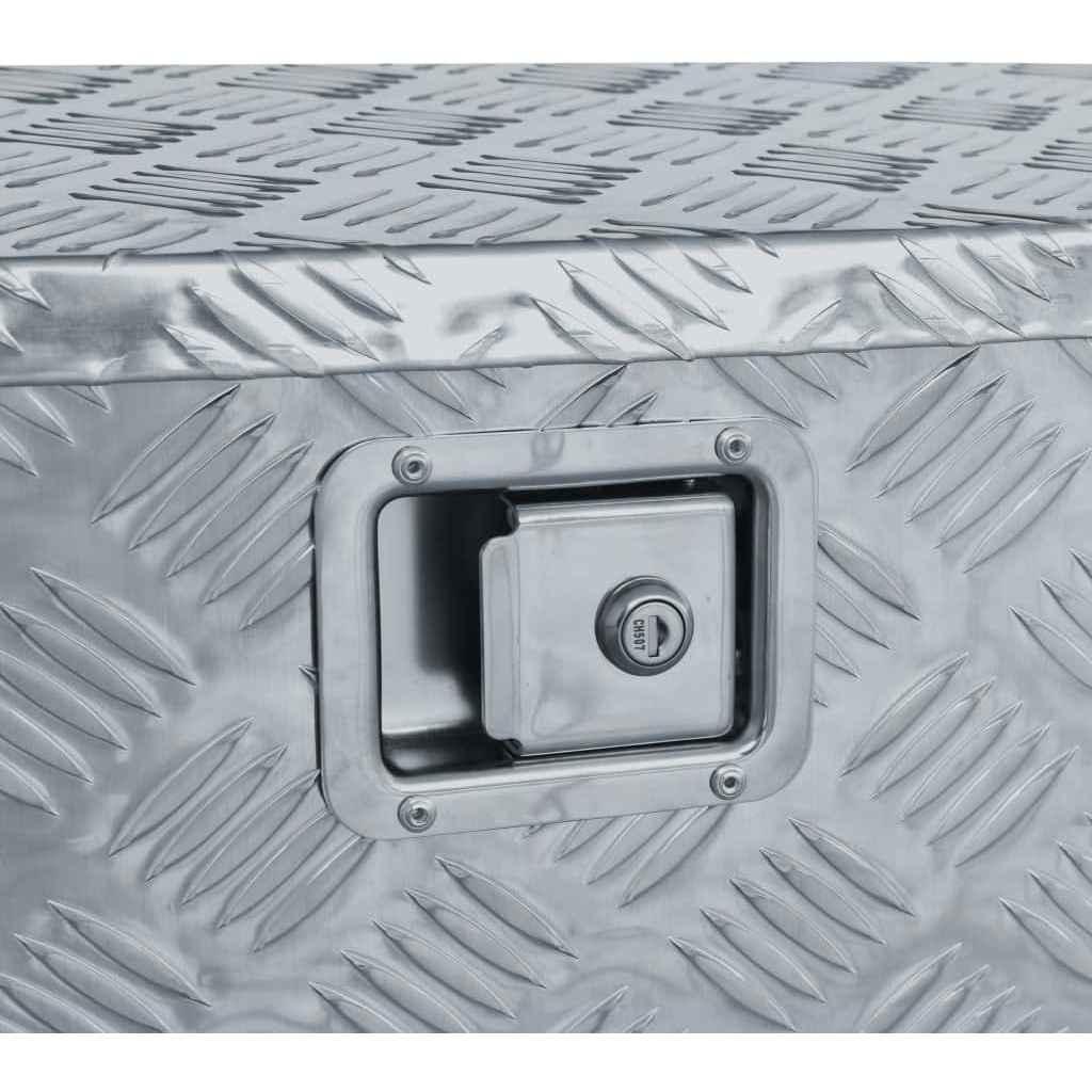 142942 vidaXL Aluminium Box 70x24x42 cm Trapezoid Silver