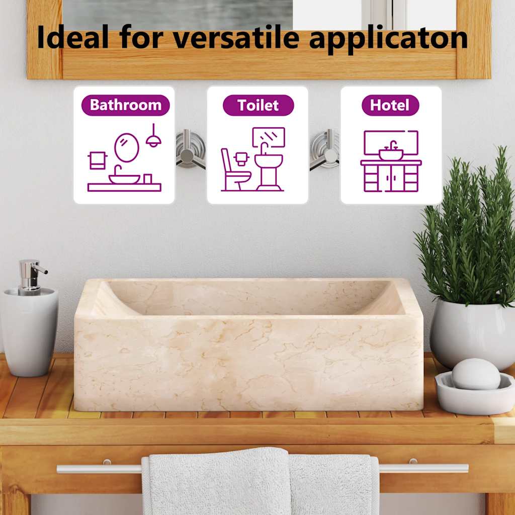 142773 vidaXL Sink 45x30x12 cm Marble High Gloss Cream