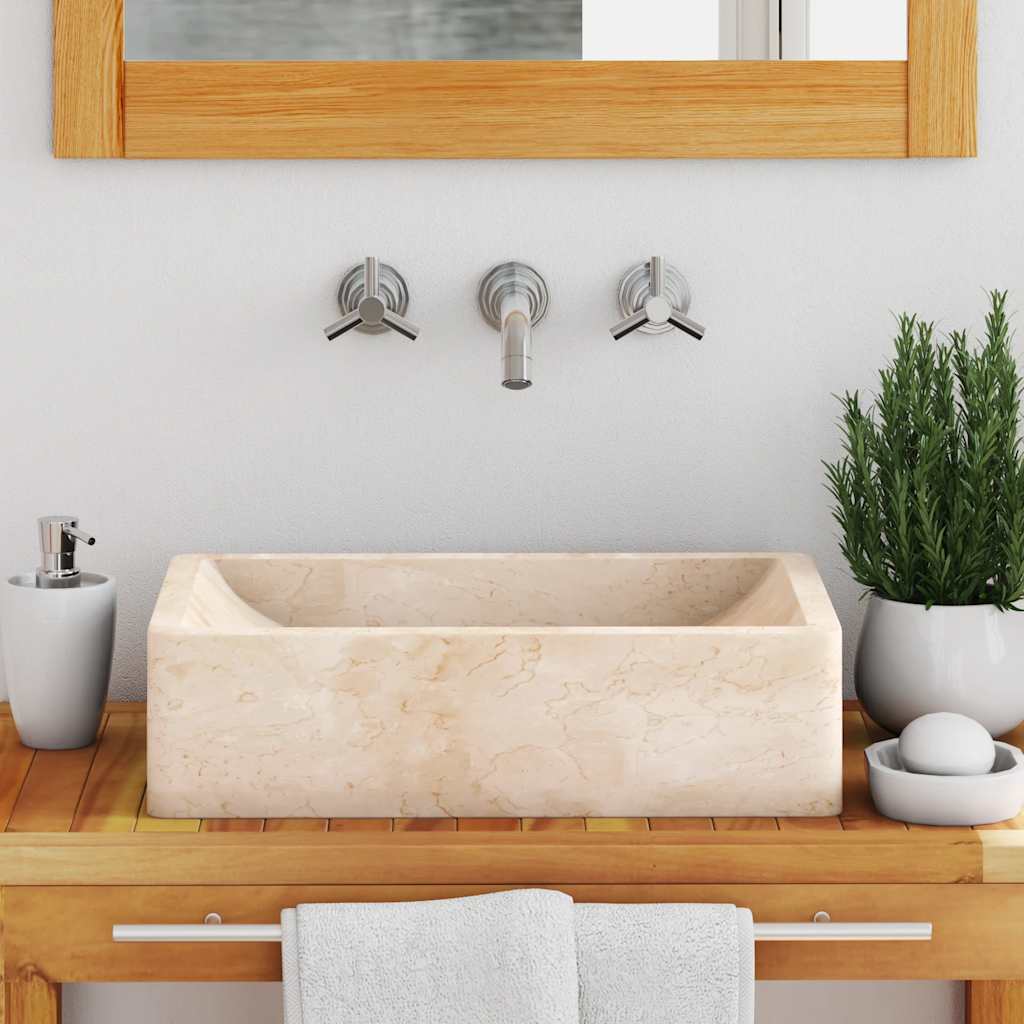 142773 vidaXL Sink 45x30x12 cm Marble High Gloss Cream