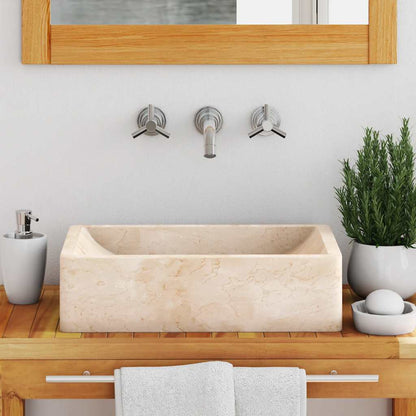 142773 vidaXL Sink 45x30x12 cm Marble High Gloss Cream