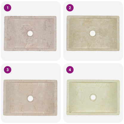 Sink 45x30x12 cm Marble High Gloss Cream