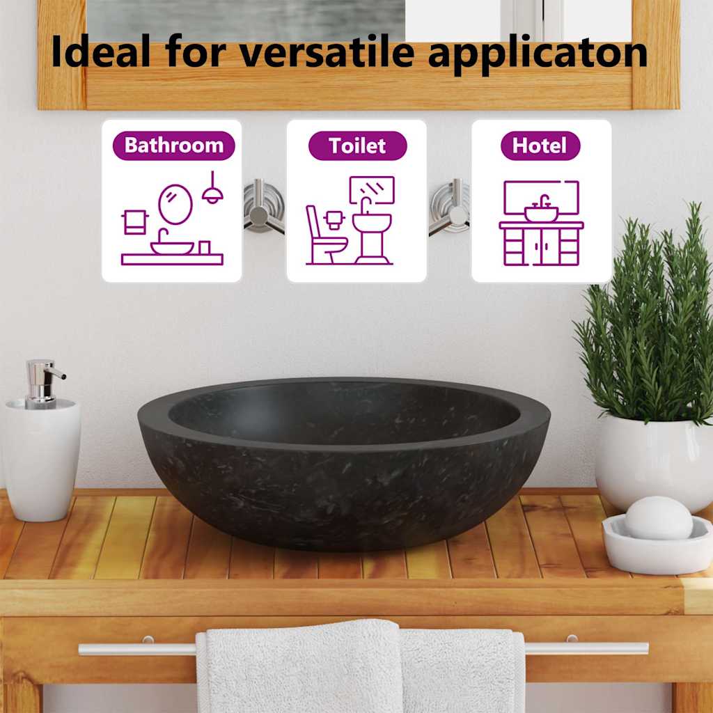 142774 vidaXL Sink 40x12 cm Marble Black