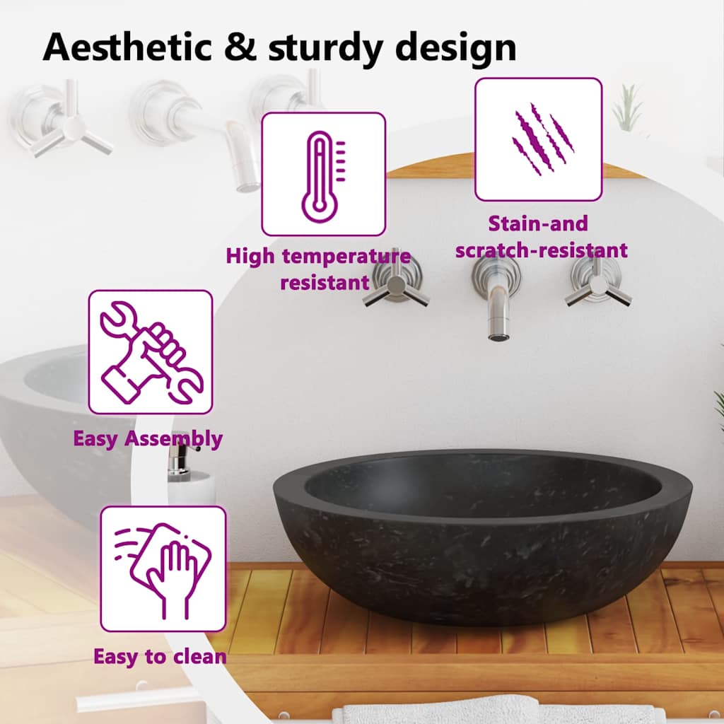 142774 vidaXL Sink 40x12 cm Marble Black