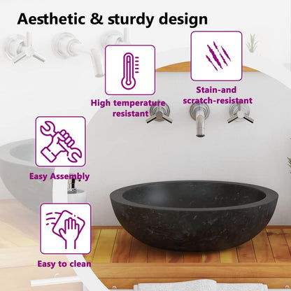 142774 vidaXL Sink 40x12 cm Marble Black