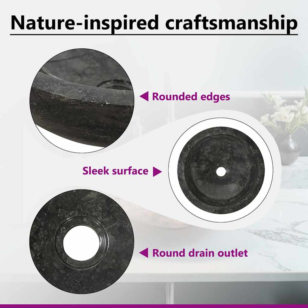142774 vidaXL Sink 40x12 cm Marble Black