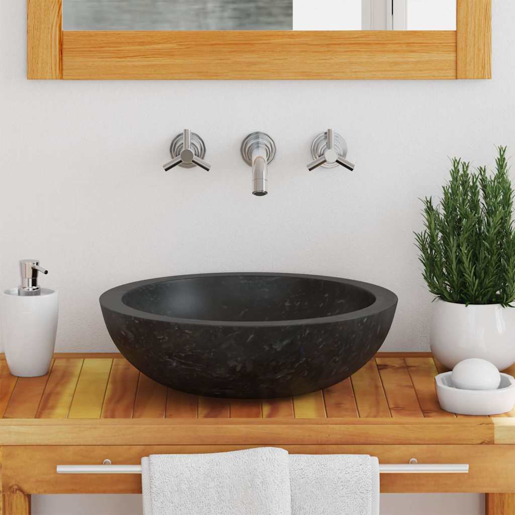 142774 vidaXL Sink 40x12 cm Marble Black
