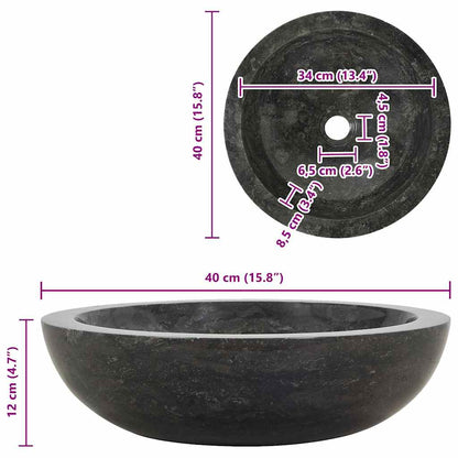 Sink 40x12 cm Marble Black