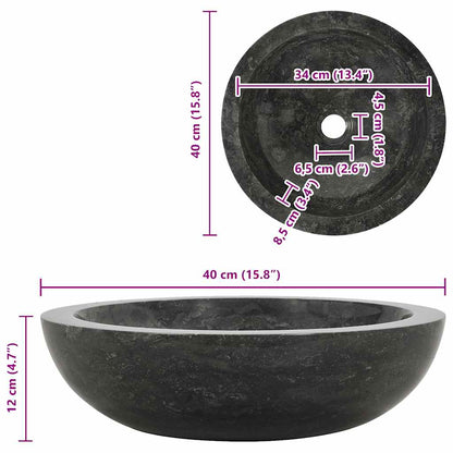 Sink 40x12 cm Marble Black