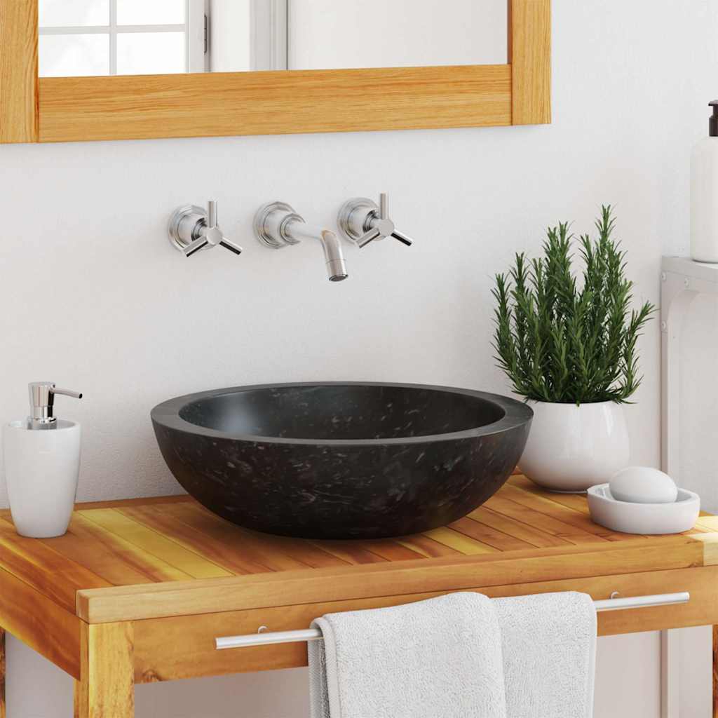 142774 vidaXL Sink 40x12 cm Marble Black