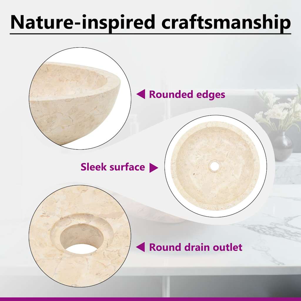 142775 vidaXL Sink 40x12 cm Marble Cream