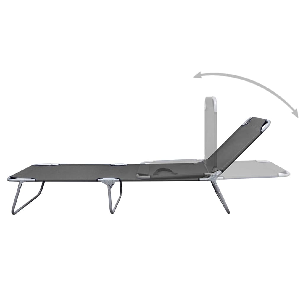Sunlounger | Grey | Powder-coated steel | 189 x 58 x 27 cm | Foldable