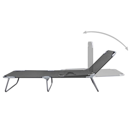 Sunlounger | Grey | Powder-coated steel | 189 x 58 x 27 cm | Foldable