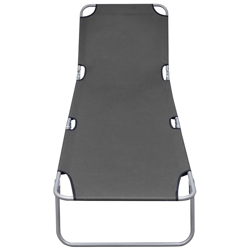 Sunlounger | Grey | Powder-coated steel | 189 x 58 x 27 cm | Foldable