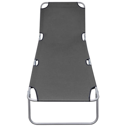 Sunlounger | Grey | Powder-coated steel | 189 x 58 x 27 cm | Foldable